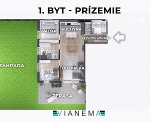 IBA U NÁS! Byt s benefitmi domu, 4i, terasa a pozemok 450m2