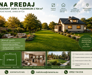 Na predaj 4 izbový rodinný dom s pozemkom 2704m²–Veľké Rovné