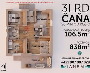 Novostavba -  Rodinný dom Čaňa, 3 izby, veľký pozemok, IS