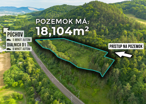 IBA U NÁS! Pozemok 1,8 ha pod lesom-Púchov-Vieska-Bezdedov