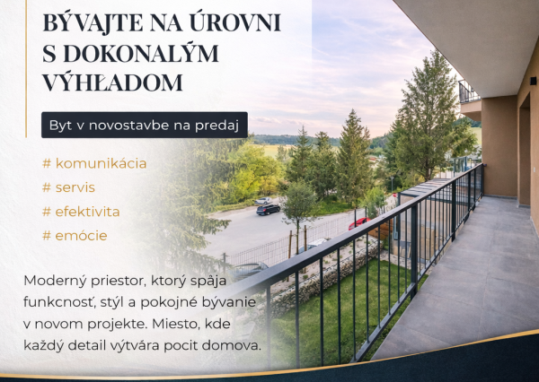 IBA U NÁS! Novostavba 3i bytu v krásnom prostredí, 84m2, PB