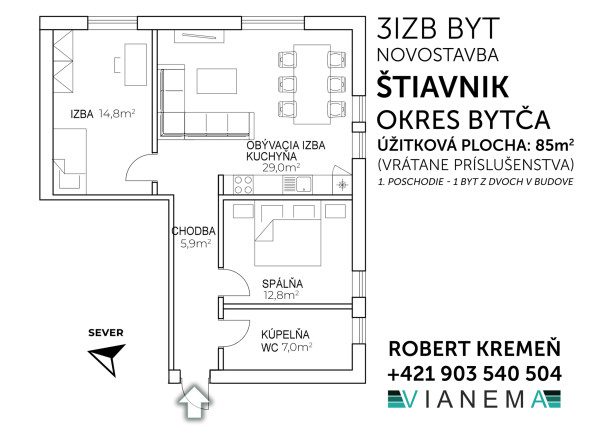 IBA U NÁS Novostavba 3i bytu, 85m2, Štiavnik, Bytča