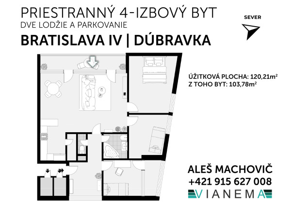 IBA U NÁS! Pekný a priestranný 4-izbový byt s dvomi lodžiami a parkovaním v projekte Koprivnica