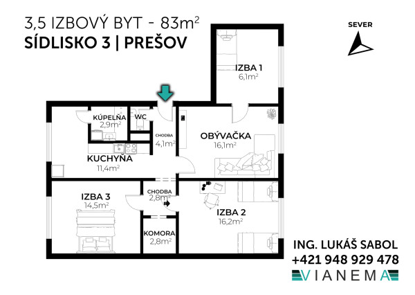 IBA U NÁS! Výnimočný 3,5 izbový byt 83 m² na Sídlisku 3