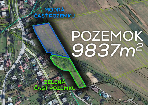 Na predaj stavebný pozemok na vilu aj podnikanie – 9837m²