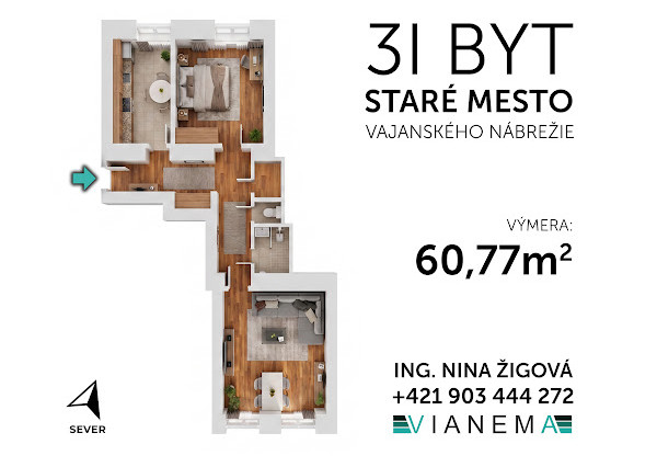 NA PREDAJ! Veľký 2i byt v Starom Meste, Vajanského nábrežie