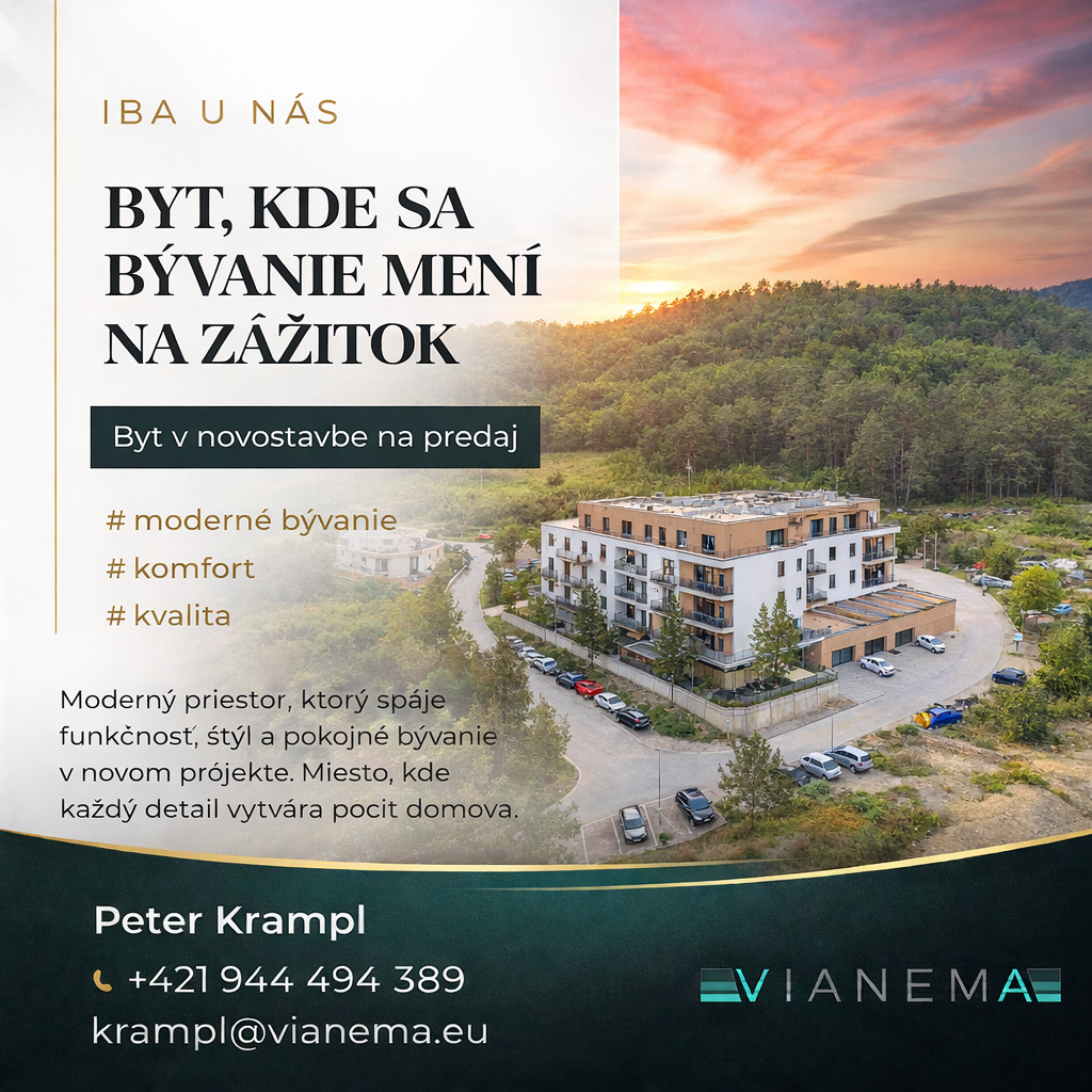 IBA U NÁS! Novostavba 3i bytu s TOP výhľadom, Pov.Bys.,71m2